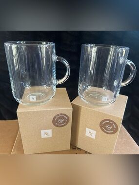 NWOT Pair (2) of Nespresso Tempered Glass Mugs